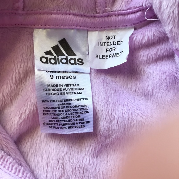 Baby- Adidas GIRLS' INFANT COZY FLEECE COVERALL ONESIE - 9 Months - Picture 9 of 12